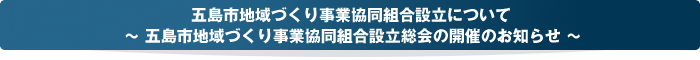 五島市地域づくり事業協同組合設立について